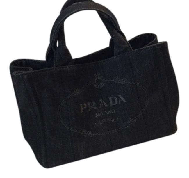 Prada Way Dark GreyBlack Denim Cross Body Bag