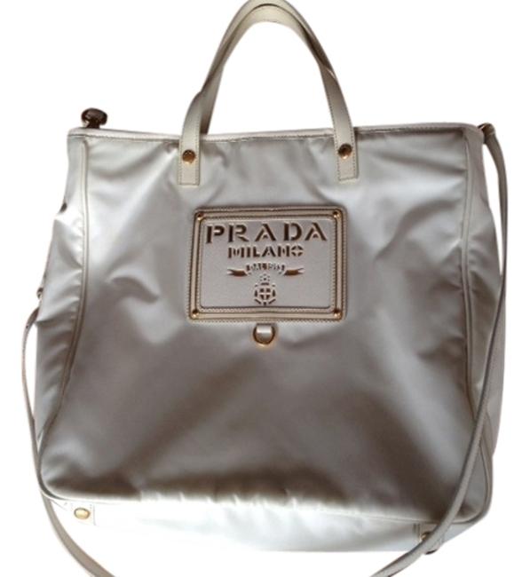 Prada White Heavy Nylon Cross Body Bag