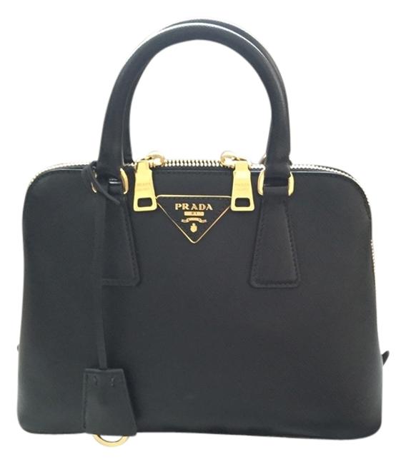 Prada With Gold Hardware Black Saffiano Leather Cross Body Bag