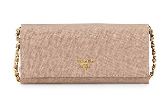 Prada Woc Chain Wallet Blush Saffiano Leather Cross Body Bag
