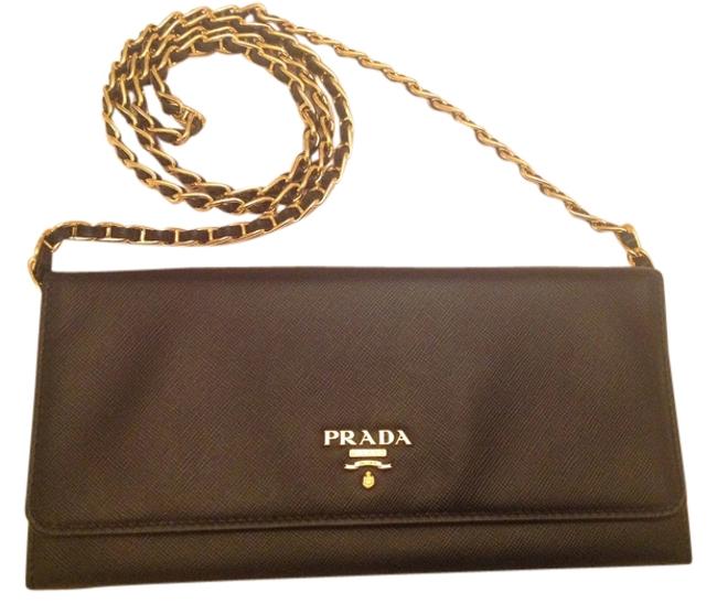 Prada Woc Wallet On A Chain Black Safiano Leather Cross Body Bag