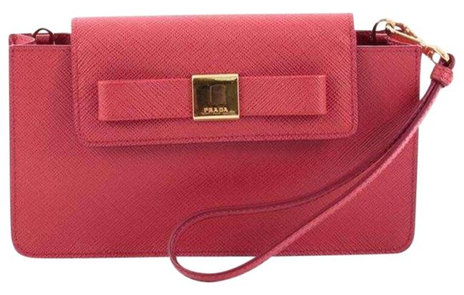 Prada Wallet on Chain Womens Saffiano Fiocco 1zh034 Red Leather Cross Body Bag