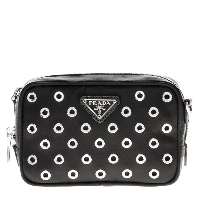 Prada Womens Tessuto Vela Grommet Cross Body Bag
