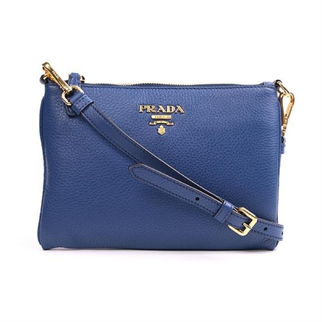 Prada Phenix Womens Vitello 1bh046 Blue Leather Cross Body Bag