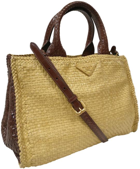 Prada Woven Satchel Tote Leather Cross Body Bag