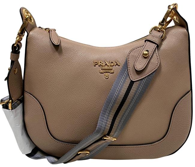 Prada Zip Shoulder 1bc052 Cammeo Vitello Phenix Calfskin Cross Body Bag