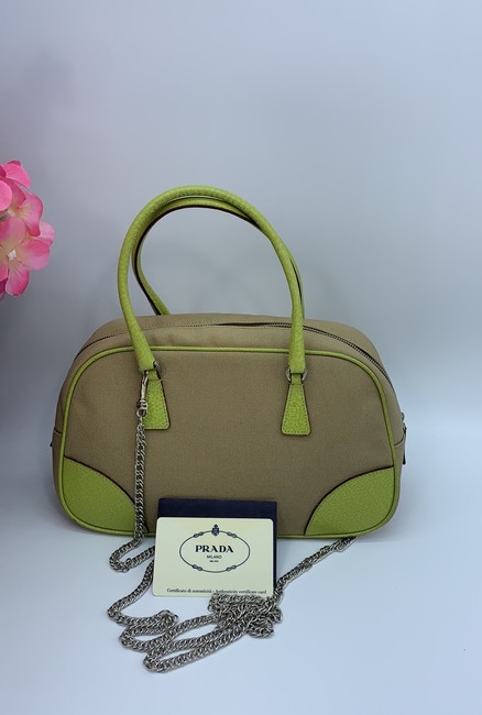 Prada Canvas Beige Caviar Satchel