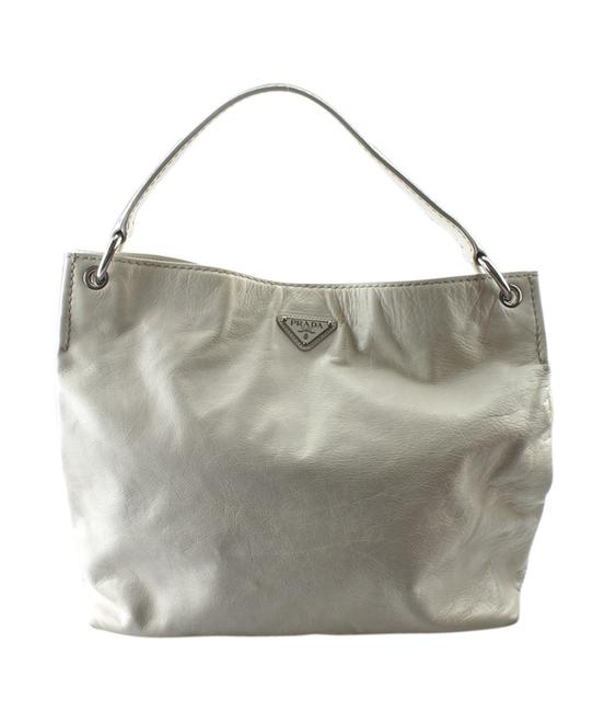Prada 152138 White Leather Hobo Bag