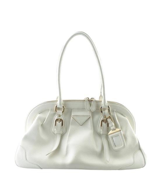 Prada 161814 Cream Leather Satchel