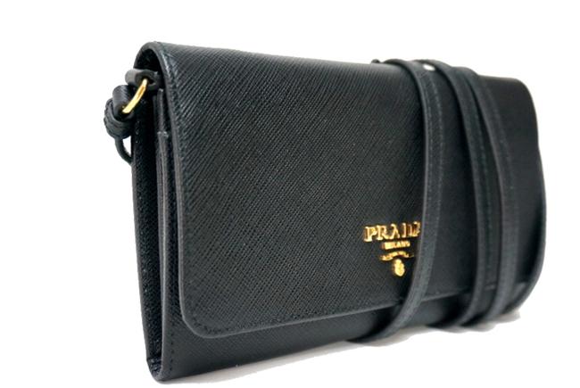 Prada 1mt437 Black Saffiano Leather Clutch