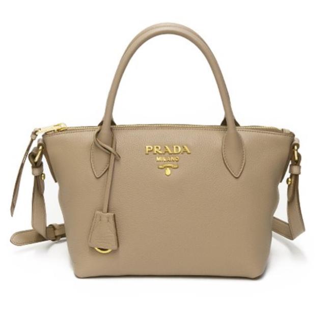 Prada Shoulder Bag Crossbody 2straps Beige Leather Satchel