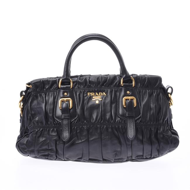 Prada 2way Bn1407 Ladies Lambskin Handbag Black Satchel