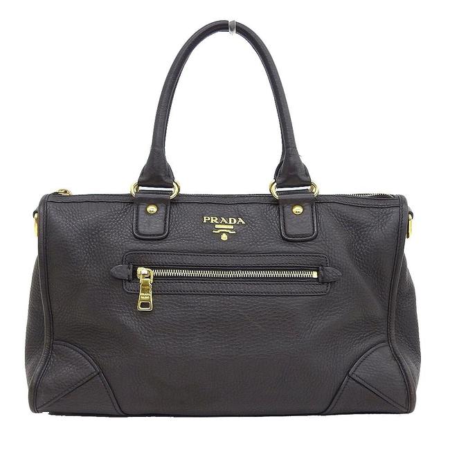 Prada 2way Handbag Shoulder Dark Brown Leather Satchel