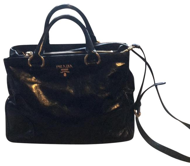 Prada Vitello Shine Black Calfskin Leather Satchel