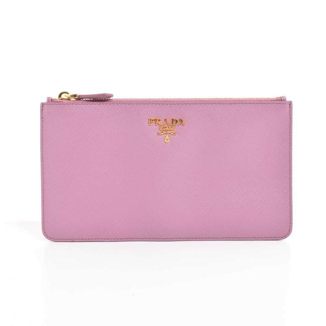 Prada Saffiano Pouch Pink Leather Clutch