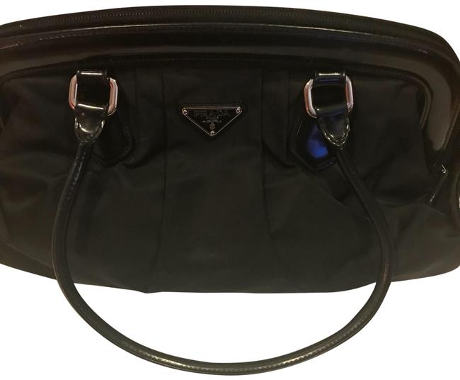 Prada And Patent Black Nylon Satchel