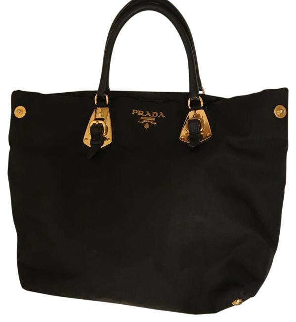 Prada And Saffiano Leather Tote Black Tessuto Nylon Satchel