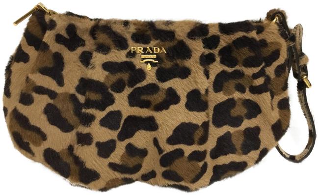 Prada Animal Print Hair Brown Pony Fur Clutch