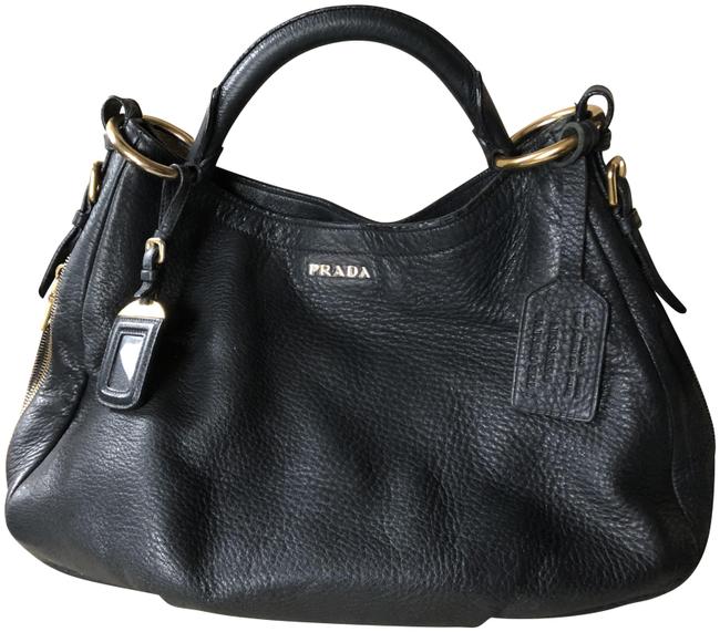 Prada Antik Ziparound Black Cervo Deerskin leather Hobo Bag