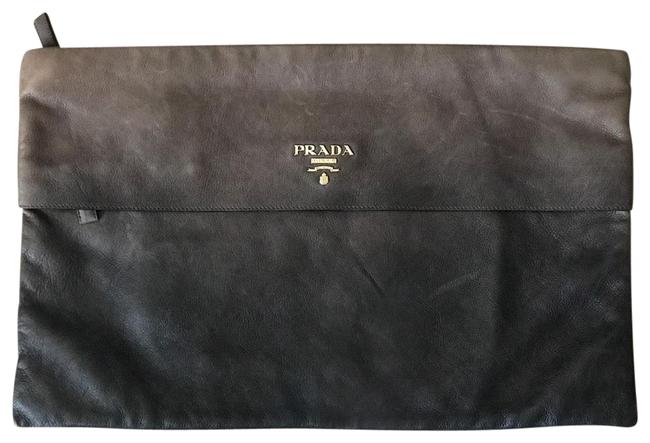 Prada Ardesia Nudo Pochette Tan and Brown Ombre Leather Clutch