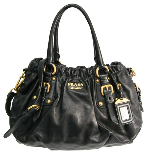 Prada B2490m Womens Handbag Nero Leather Satchel