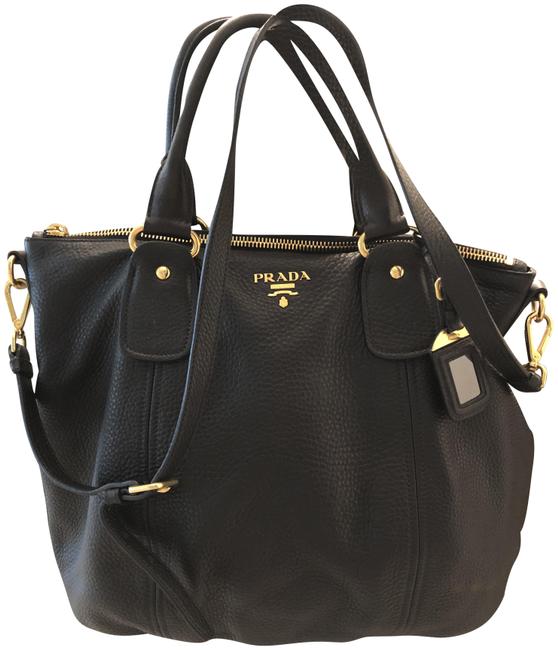 Prada Bag. Black Vitello Daino Leather Hobo Bag