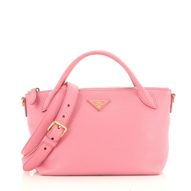Prada Bag Vitello Convertible Top Handle Small Pink Daino Leather Satchel