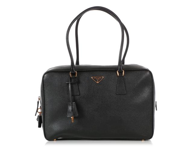Prada Bauletto Black Saffiano Leather Satchel