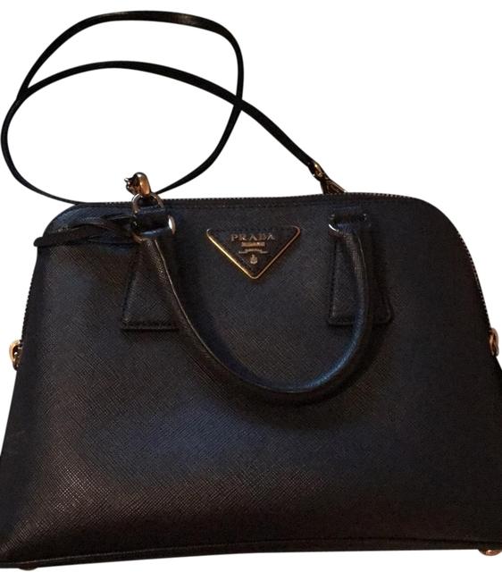 Prada Bauletto Blue Saffiano Leather Satchel