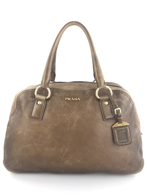 Prada Bauletto Brown Leather Satchel