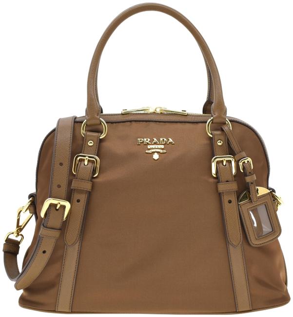 Prada Bauletto Brown Nylon Satchel