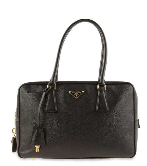 Prada Bauletto Lux Black Saffiano Leather Satchel