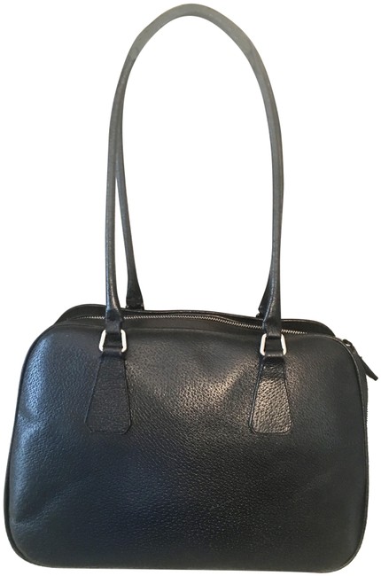 Prada Bauletto Lux Saffiano Black Leather Satchel