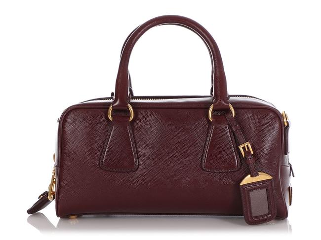Prada Bauletto Lux Saffiano Wine Red Leather Satchel
