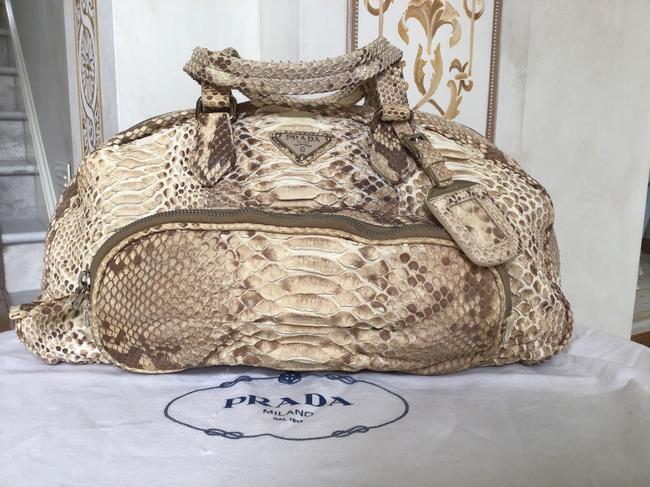 Prada Bauletto Python Washed Beige Avorio Satchel