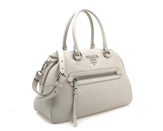 Prada Bauletto Shoulder Bag White Leather Satchel