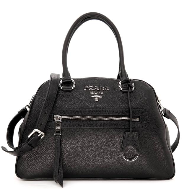 Prada Bauletto Shoulder Bag Black Leather Satchel