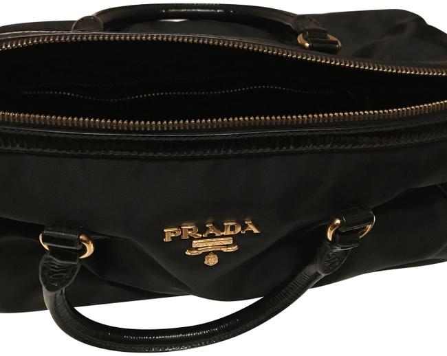 Prada Bauletto Tessuto Vernice Nero Black Nylon Satchel