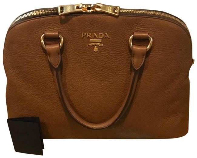 Prada Baulletto Tote Cannella Tan Leather Satchel