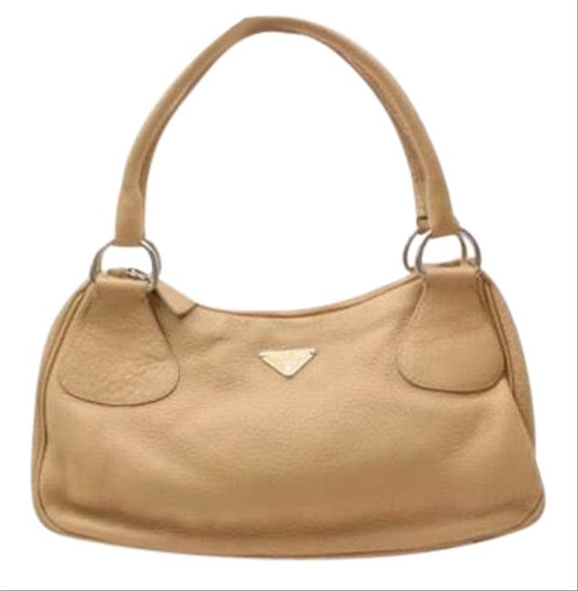 Prada Beige Pebble Leather Satchel