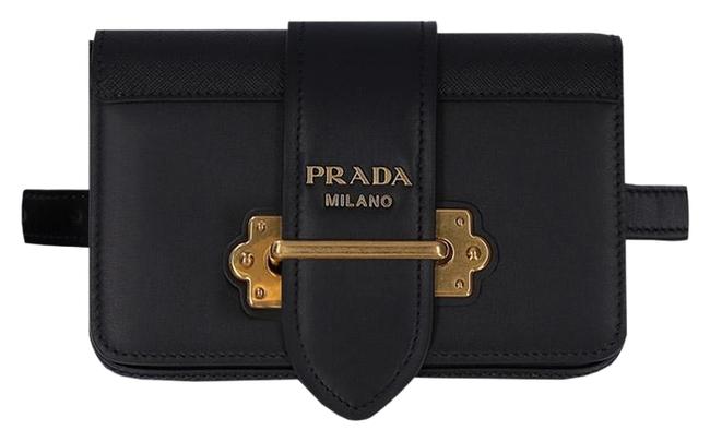 Prada Belt Bag Cahier Black Leather Satchel