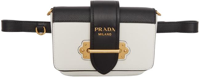 Prada Belt Bag Cahier White Leather Satchel
