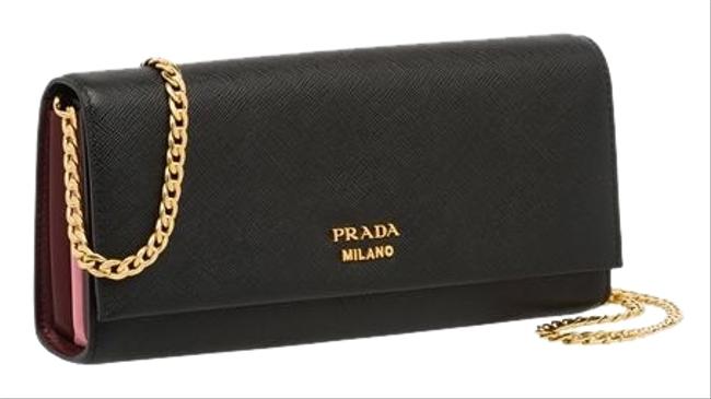 Prada Bibliotheque Chain Bag New Without Tag Black Leather Clutch
