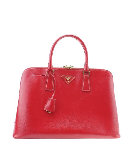 Prada Bl0812 Saffiano Vernice 182495 Red Leather Satchel