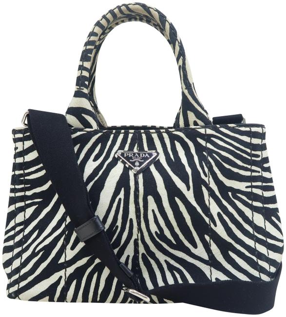 Prada Blackwhite Canvas Satchel
