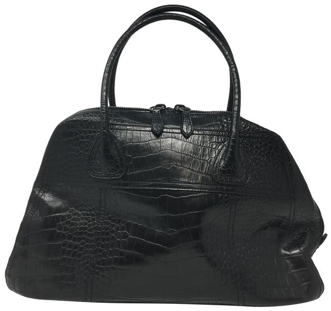 Prada Black Crocodile Skin Leather Satchel
