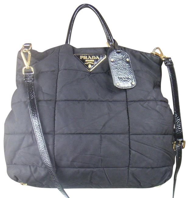 Prada Black Huge Quilted Nylon Handbag Satchel