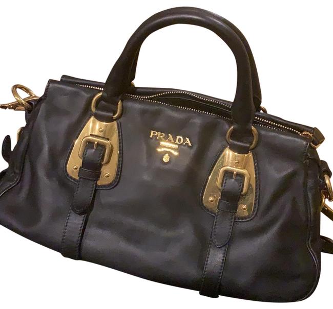 Prada Black Lambskin Leather Satchel