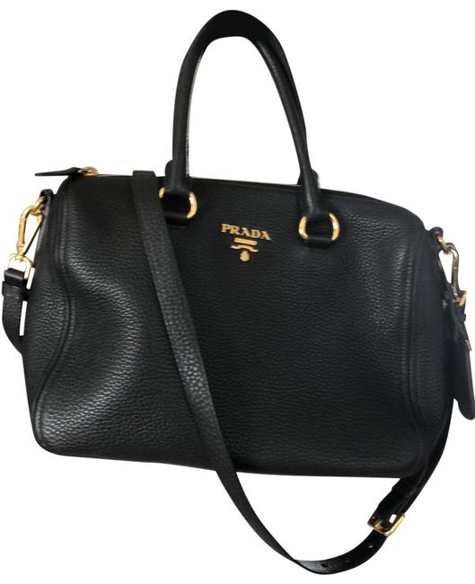 Prada Phenix Boston Black Leather Hobo Bag