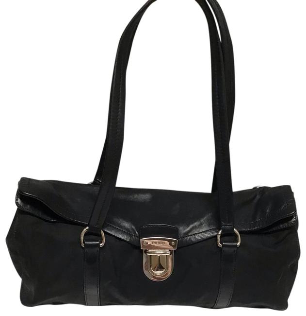 Prada Black Nylon with Leather TrimInterior FlapStraps Satchel